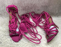 Sexy Rope Knot High Heel SandaL Straps Cut Out Lace-up Stiletto Heels - Divine Diva Beauty