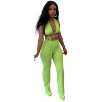 backless  crop top shirt and straight trouser pants 2 piece - Divine Diva Beauty