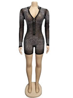 Long Sleeve Sequined Mesh See Through Bodysuit - Divine Diva Beauty