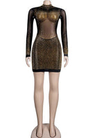 Sparkle See Through Mesh Crystal Mini Dress - Divine Diva Beauty