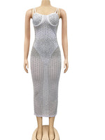 Crystal Studded Midi Dress - Divine Diva Beauty