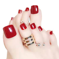 28Pcs Glitter Pearl Rose Artificial Fake Toenails For Design DIY Press On False Toe Nails Lady Foot Nail Art Manicure Tips - Divine Diva Beauty