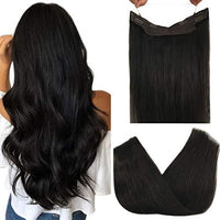 Invisible Halo Hair Extensions Remy Hair Wire Natural Balayage Human Hair Fish Line BUNDLE - Divine Diva Beauty