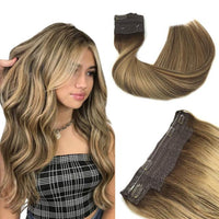 Invisible Halo Hair Extensions Remy Hair Wire Natural Balayage Human Hair Fish Line BUNDLE - Divine Diva Beauty