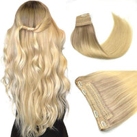 Invisible Halo Hair Extensions Remy Hair Wire Natural Balayage Human Hair Fish Line BUNDLE - Divine Diva Beauty