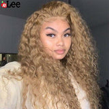 13x6 Brown Honey Blonde Color Kinky Curly Human Hair Wigs Top Hairline 13x4 Lace Front Wig Transparent Lace Wig - Divine Diva Beauty