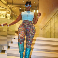 colorblock matching tight-fitting sexy pants - Divine Diva Beauty