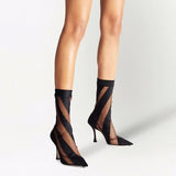 Transparent Over-the-knee Pointed Toe High Heel Sock Boots - Divine Diva Beauty