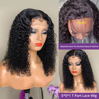 Short Bob Wig Curly Human Hair Wigs Pre-Plucked 5x5x1 Closure Wig HD Transparent Lace Wigs 150% Denisty - Divine Diva Beauty