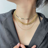 Layered Crystal Lock Chain Necklace jewelry - Divine Diva Beauty