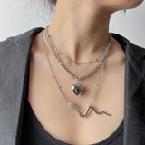 Layered Crystal Lock Chain Necklace jewelry - Divine Diva Beauty