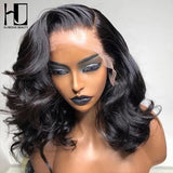 Short Bob Wig Body Wave Wavy 13x4 Lace Frontal Human Hair Wig Natural Wave Pre Plucked Baby Hair Brazilian Lace Front Wig Remy - Divine Diva Beauty