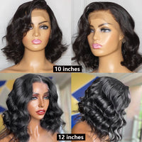 Short Bob Wig Body Wave Wavy 13x4 Lace Frontal Human Hair Wig Natural Wave Pre Plucked Baby Hair Brazilian Lace Front Wig Remy - Divine Diva Beauty