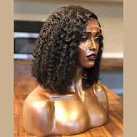 Side Part Curly Short Bob Wig 13X4 Lace Front Wig Human Hair Wig PrePlucked Pixie Cut Remy Brazilian Lace Closure Wig - Divine Diva Beauty