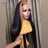 Highlight Straight Wig Ombre Human Hair Wigs 150% Pre Plucked Bleached  Knots T Part Lace Mongolian Remy Hair - Divine Diva Beauty