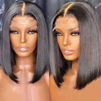 Short Bob T Part Lace Front Wig Human Hair Wigs Brazilian Straight Bob 4X1 13X1 Lace Human Hair Wigs 8-16Inch Lace Wig - Divine Diva Beauty
