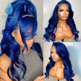 Highlight blue Color 13*4 Lace Front Wigs with Pre Plucked Hairline Brazilian Remy Hair Body Wave Lace Front Human Hair Wig with Baby Hair - Divine Diva Beauty
