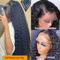 250 Density 30 32 Inch Deep Wave 13x4 Lace Frontal Human Hair Wigs Wet And Wavy Water Curly Hair Wig Hd Lace Front Wig - Divine Diva Beauty