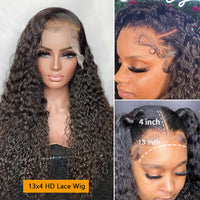 250 Density 30 32 Inch Deep Wave 13x4 Lace Frontal Human Hair Wigs Wet And Wavy Water Curly Hair Wig Hd Lace Front Wig - Divine Diva Beauty