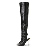 Thigh Boots Women Peep Toe Thin High Heels boots - Divine Diva Beauty