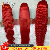 Red 360 HD Lace Frontal Human Hair Wigs Deep Wave Burgundy Body Wave 13x4 Lace Front Wig Curly Full Women 99J Straight Brazilian - Divine Diva Beauty