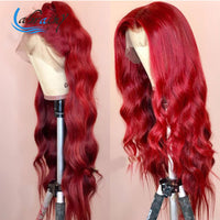 Red 360 HD Lace Frontal Human Hair Wigs Deep Wave Burgundy Body Wave 13x4 Lace Front Wig Curly Full Women 99J Straight Brazilian - Divine Diva Beauty