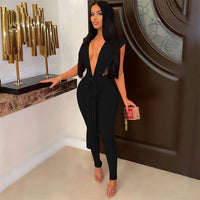 Black Rompers Jumpsuits Sleeveless One Piece Outfit Bodycon bodysuit - Divine Diva Beauty