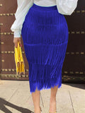 Fringe Bodycon Pencil Skirts Tassel High Waist Stretch - Divine Diva Beauty