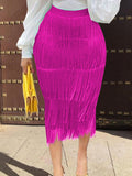 Fringe Bodycon Pencil Skirts Tassel High Waist Stretch - Divine Diva Beauty