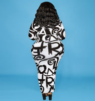 Letter Musical Note Printed Maxi Dress plus size avail - Divine Diva Beauty