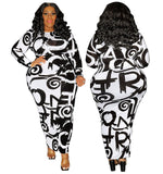 Letter Musical Note Printed Maxi Dress plus size avail - Divine Diva Beauty