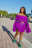 Off Shoulder Butterfly Crop Top and ISkirt Shorts Matching Two 2Piece Set Outfit - Divine Diva Beauty