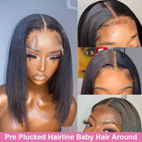 Short Bob Lace Front Human Hair Wigs Bone Straight Lace Frontal Wig Brazilian 4x4 HD Lace Closure Wigs Pre Plucked - Divine Diva Beauty