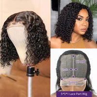 Short Curly Bob Wig 13x4 Lace Front Human Hair Wigs With Baby Hair Brazilian Water Wave Wigs - Divine Diva Beauty