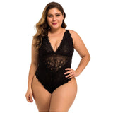 Plus Size avail Bodysuit Sexy V-Neck Exotic See Through Lace lingerie - Divine Diva Beauty