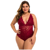 Plus Size avail Bodysuit Sexy V-Neck Exotic See Through Lace lingerie - Divine Diva Beauty