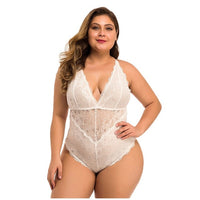 Plus Size avail Bodysuit Sexy V-Neck Exotic See Through Lace lingerie - Divine Diva Beauty