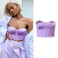 Satin Diamond Straps Corset Top shirt - Divine Diva Beauty