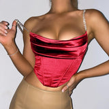 Satin Diamond Straps Corset Top shirt - Divine Diva Beauty