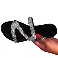 Rhinestone Beach Slippers Women Rivet Sandals - Divine Diva Beauty