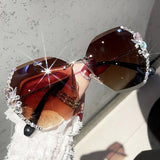 Rimless Sunglasses Woman Sexy Luxury Brand Design Diamond Sun Glasses - Divine Diva Beauty