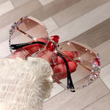 Rimless Sunglasses Woman Sexy Luxury Brand Design Diamond Sun Glasses - Divine Diva Beauty