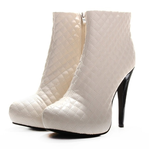 Zip Round Toe Spike Heels Boots 11+ - Divine Diva Beauty